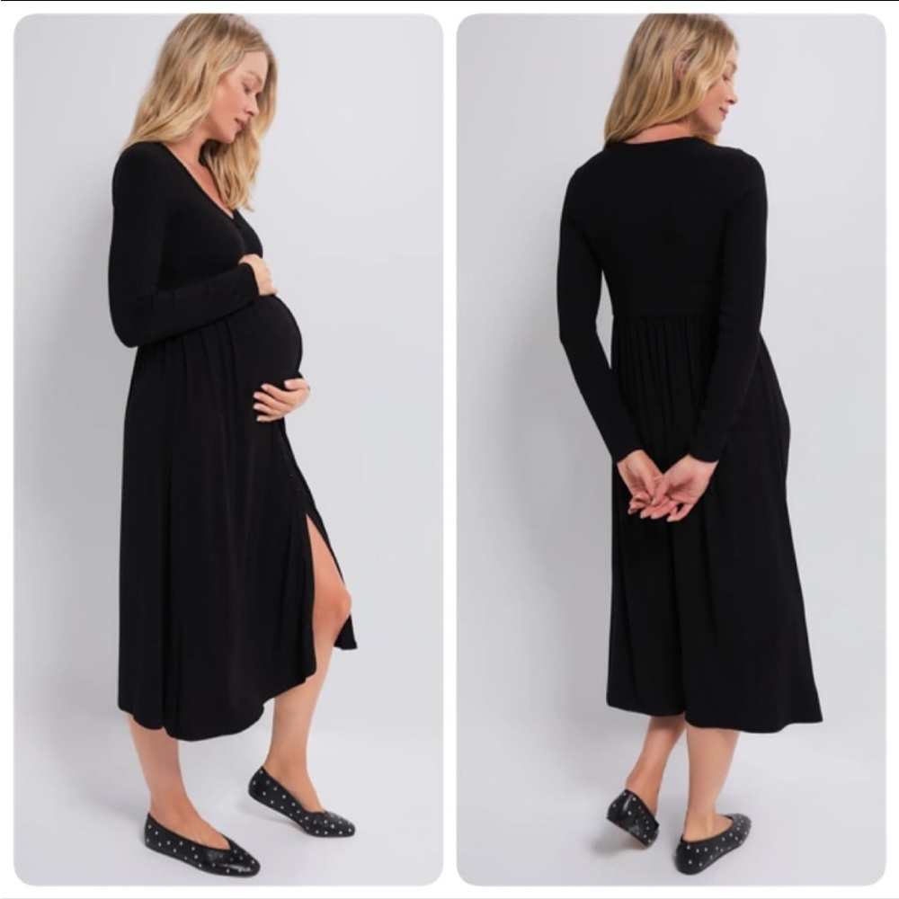 Hatch Black Long Sleeve Maternity Dress